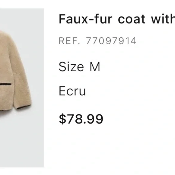 Womens Beige Faux Shearling Jacket with Black Trim - Picture 4 of 4
